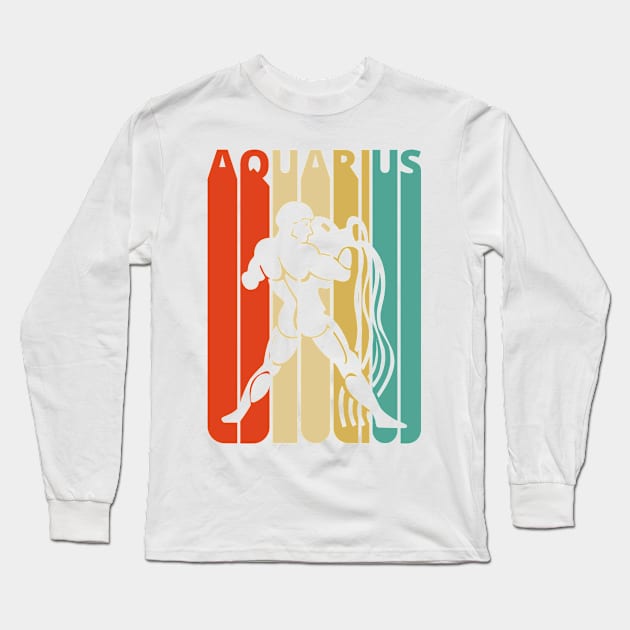 Aquarius Vintage retro style. Long Sleeve T-Shirt by MadebyTigger